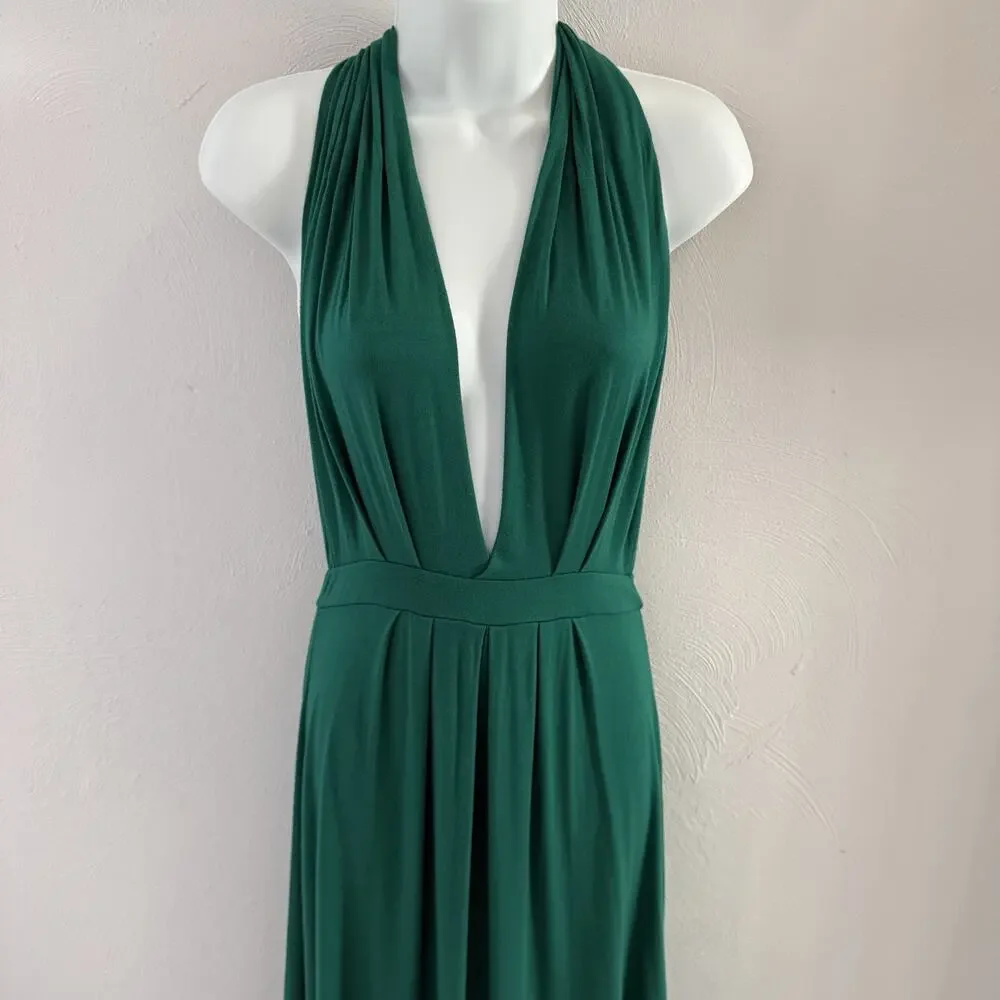 Tart Emerald Green Halter Maxi Dress Backless Plunging Grecian Modal M - Picture 4 of 14